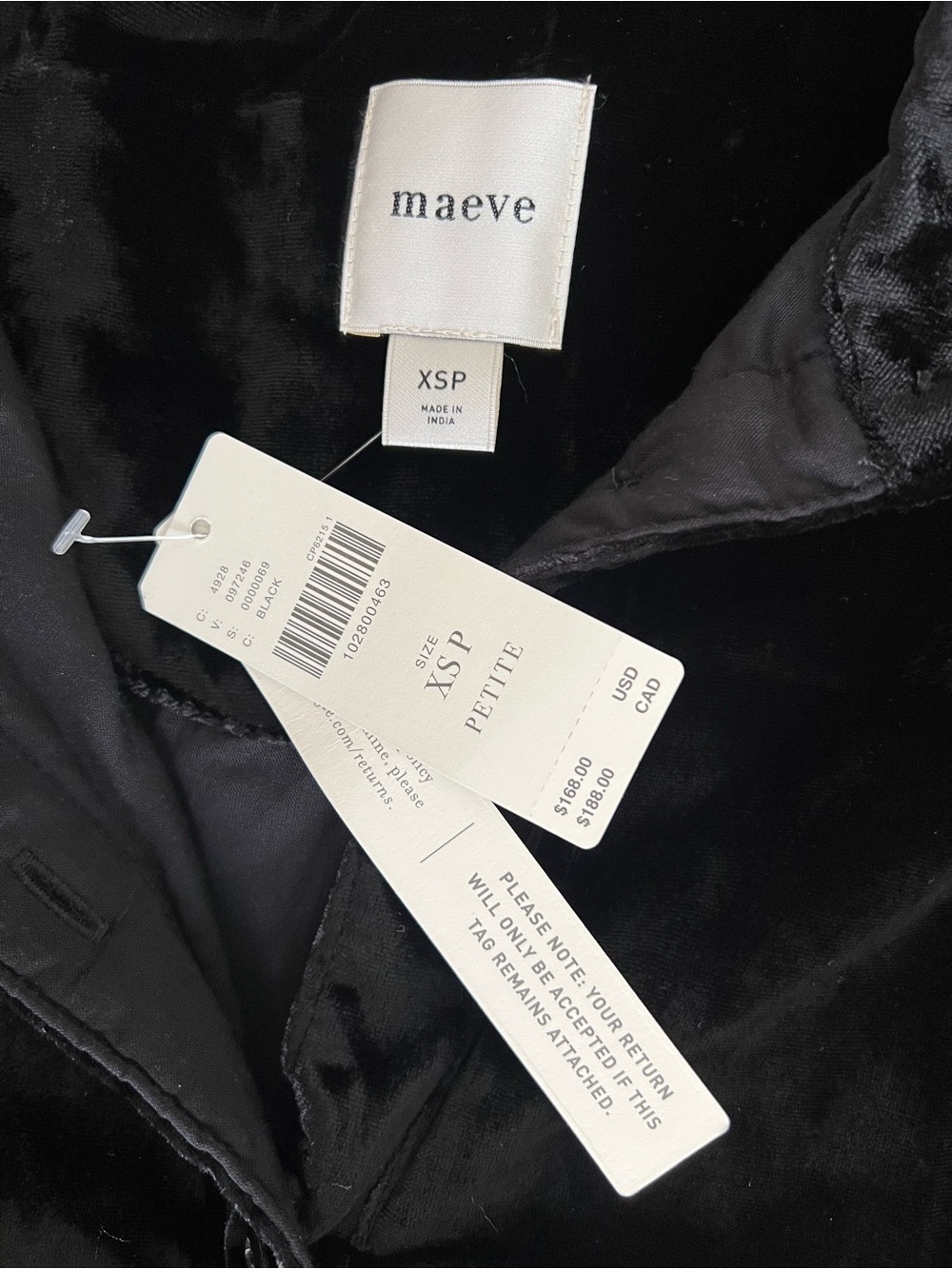 NWT Anthropologie The Bettina Velvet Tiered Mini Shirt Dress by Maeve
XSP Black - Picture 6 of 8